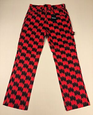 The Hundreds Men's 32 Red Townstooth Painter Pants NWT